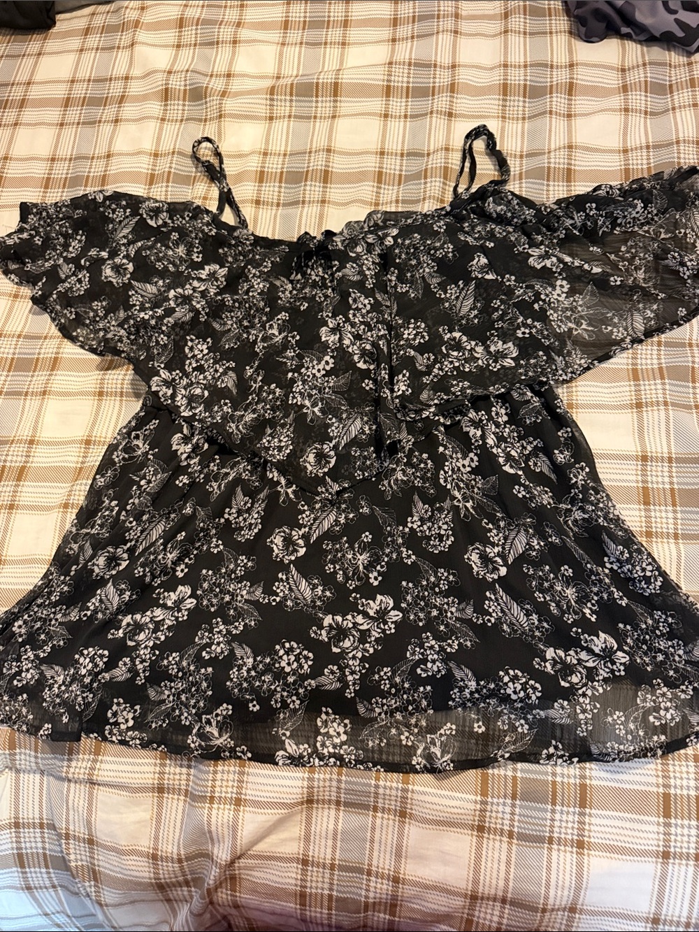 Torrid Black Floral Cold Shoulder Top